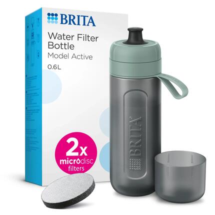 BRITA Waterfilterfles Active 0.6L Donkergroen inclusief 2 MicroDisc Single Unit