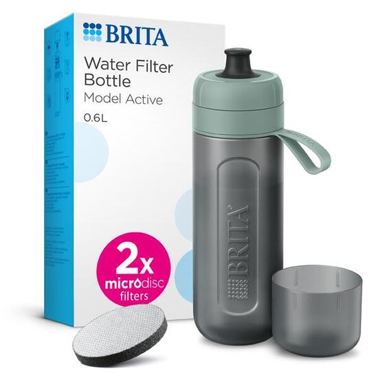 BRITA Waterfilterfles Active 0.6L Donkergroen inclusief 2 MicroDisc Single Unit