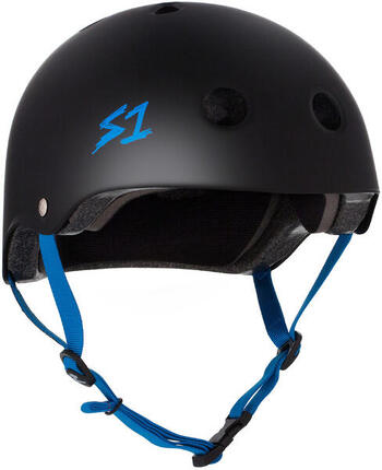 S-ONE Lifer Helm Schwarz Matt Cyan Riemen S
