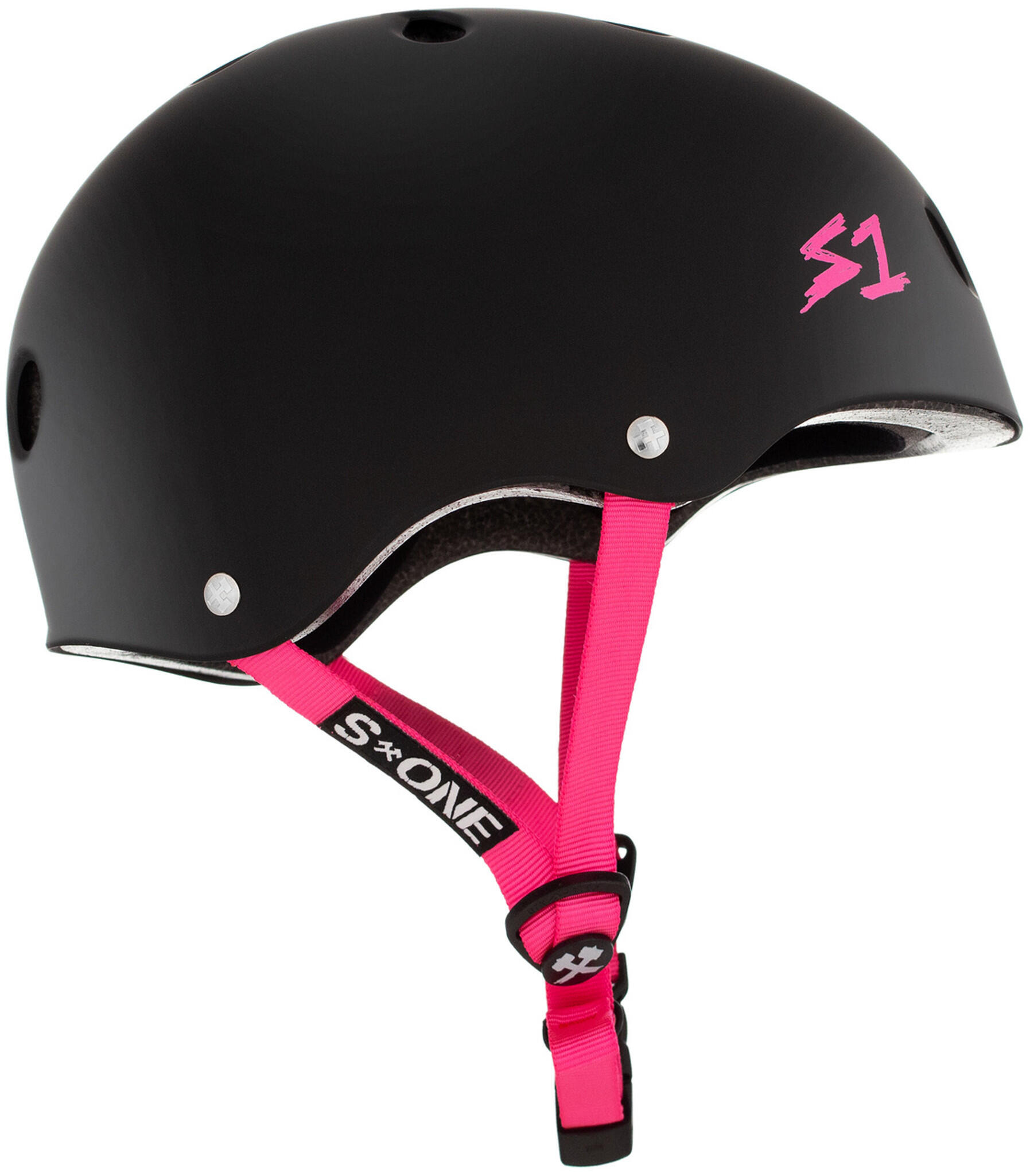 Casque Lifer - Noir Mat - Sangles Roses - Taille S - S ONE 2/6