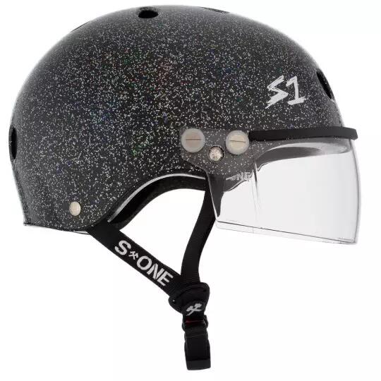 Casque De Protection S-ONE Lifer - Taille S, Finition Noir Brillant Pailleté, Pour Skate, Roller, Trottinette