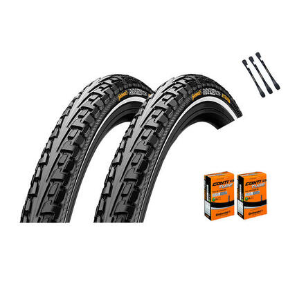 2x Continental Reifen Ride Tour Schwarz Reflex 28x1,60 (42-622)+AV + Reifenheber
