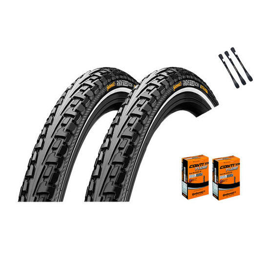 2x Continental Reifen Ride Tour Schwarz Reflex 28x1,60 (42-622)+DV + Reifenheber
