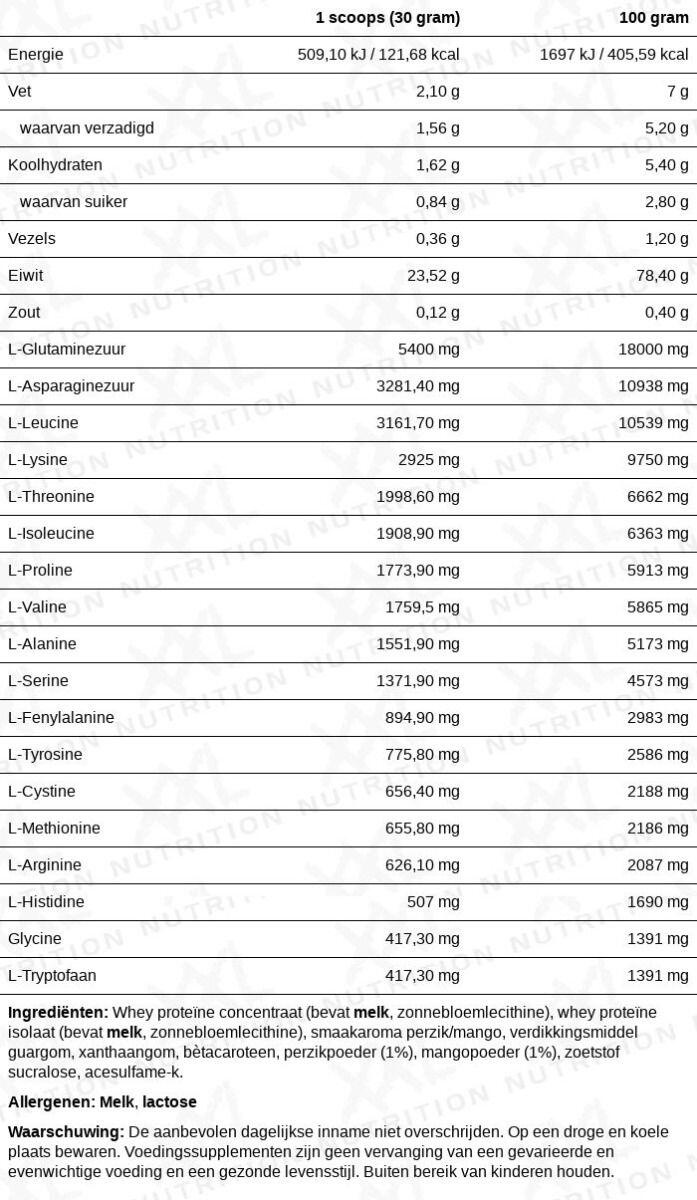 Whey Delicious - Proteïne Poeder - Perzik / Mango - 1000 gram 2/2