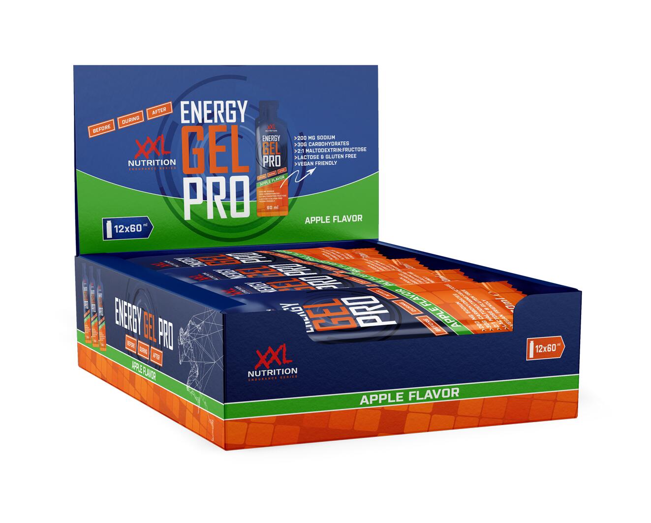 XXL NUTRITION Energy Gel Pro - Energiegel, Duursport - Appel - 12 Pack (12x60ml)