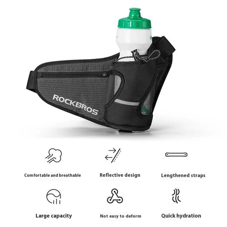 Riñonera para correr y ciclismo 1L con porta-botellas 2/7