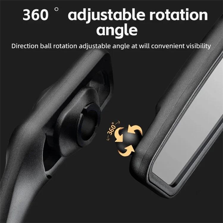 360° Rotating Stainless Steel Bike Mirror - Left Side 3/7
