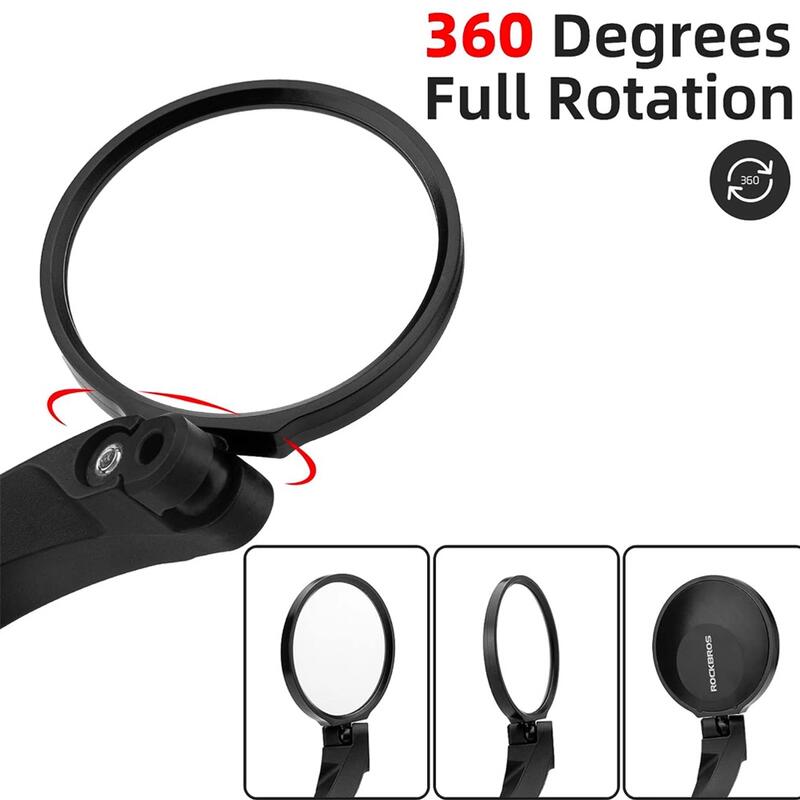 Espelho retrovisor direito para bicicleta Rockbros - Preto