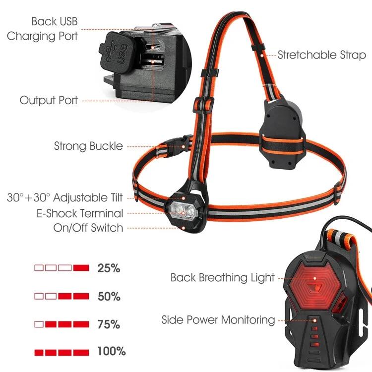 Harnais avec LED de sécurité WEST BIKING  Étanche IPX4 6/7