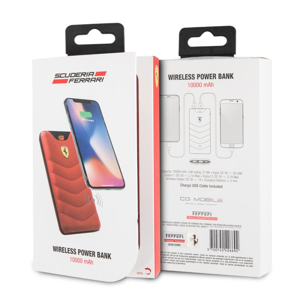Powerbank Ferrari sem fio 10000 mAh - vermelho 2/2