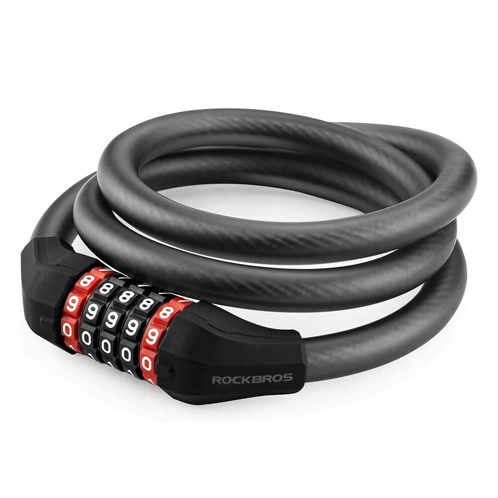 ROCKBROS Candado para bicicleta Rockbros RKS507-1BK con combinación de 1,8 m