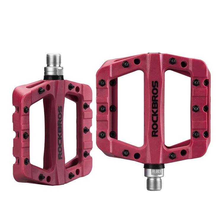 ROCKBROS Pedali per mountain bike in nylon ultraleggeri - Rossi