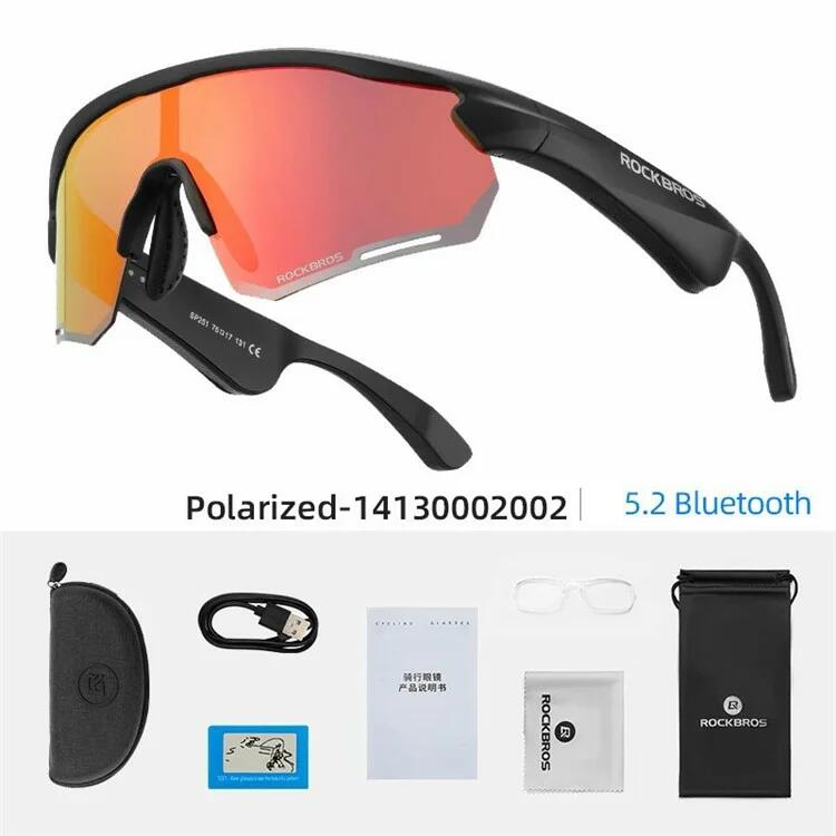 Ochelari de soare biciclete de oras bluetooth, lentile polarizate Sp251, roșu