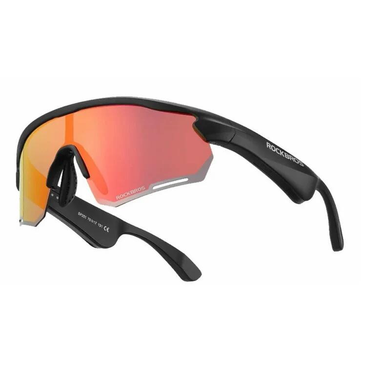ROCKBROS Bluetooth Sport Sunglasses with Red Polarized Lenses