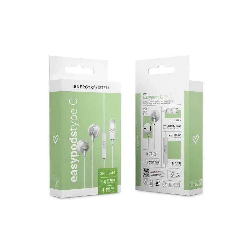 Auriculares Energy Sistem EasyPods Type C Snow Branco