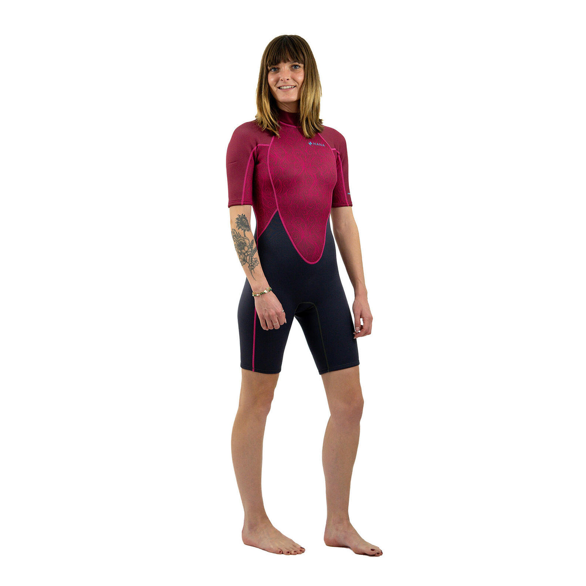 Hana Outdoors - Combinaison Néoprène Shorty - Femme 3-2mm - Combinaison Néoprène - Gris|marron|rose - 52 2xl - Decathlon