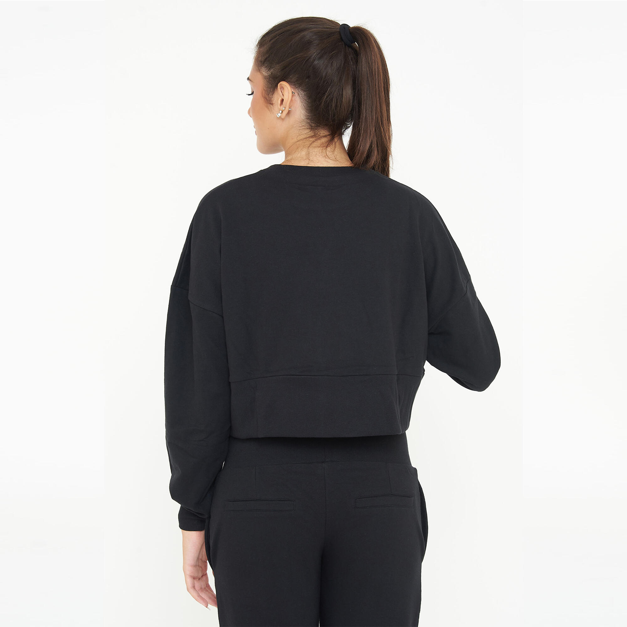 Sudadera fitness de algodón para mujer F Essence negro 2/6