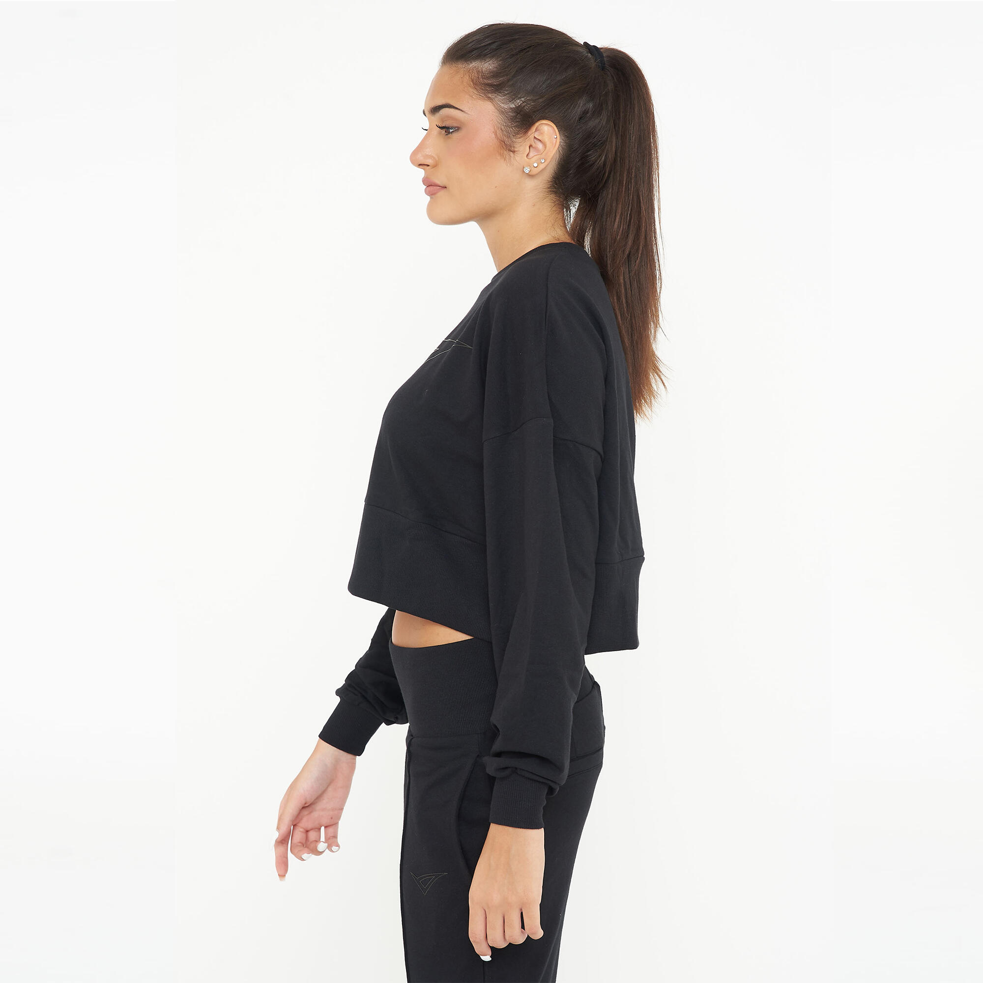 Sudadera fitness de algodón para mujer F Essence negro 3/6