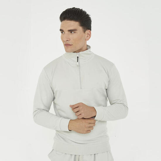 Felpa sportiva in cotone F CLUB mezza zip grigio chiaro