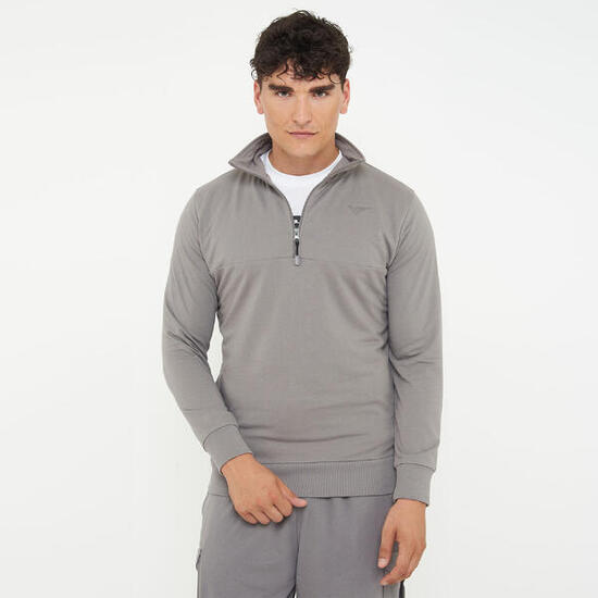 Felpa sportiva in cotone F CLUB mezza zip grigio chiaro