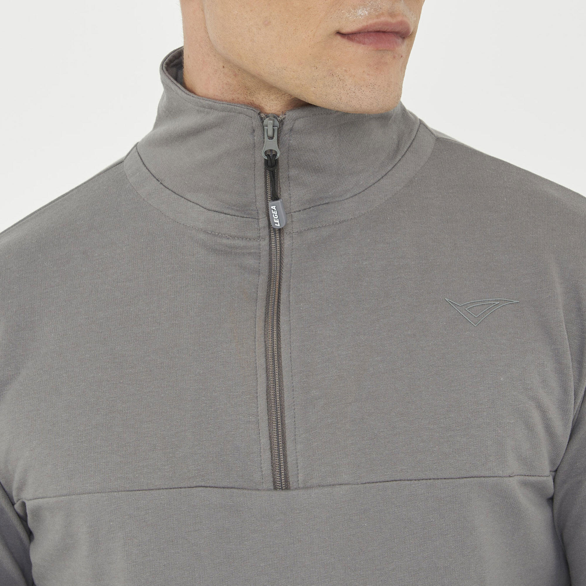 Felpa sportiva in cotone F CLUB mezza zip grigio scuro 5/6