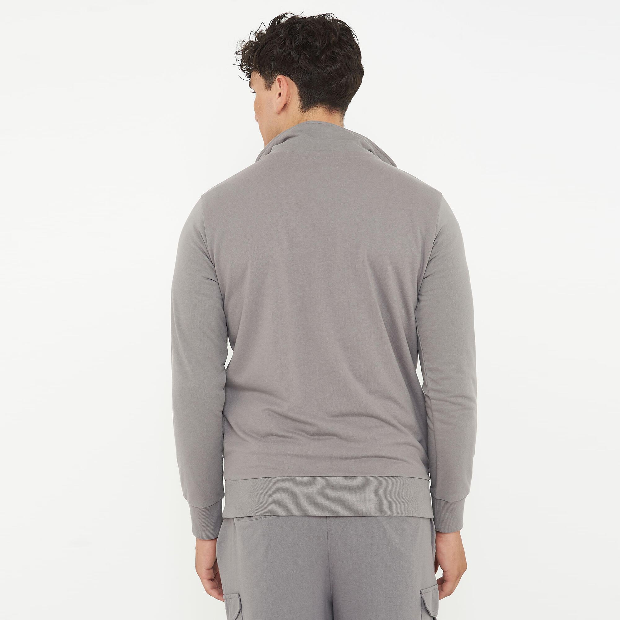 Felpa sportiva in cotone F CLUB mezza zip grigio scuro 2/6