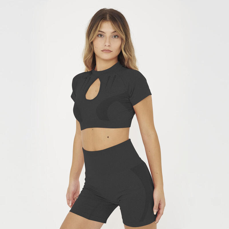 Crop Top de antrenament LEXI cu mâneci scurte