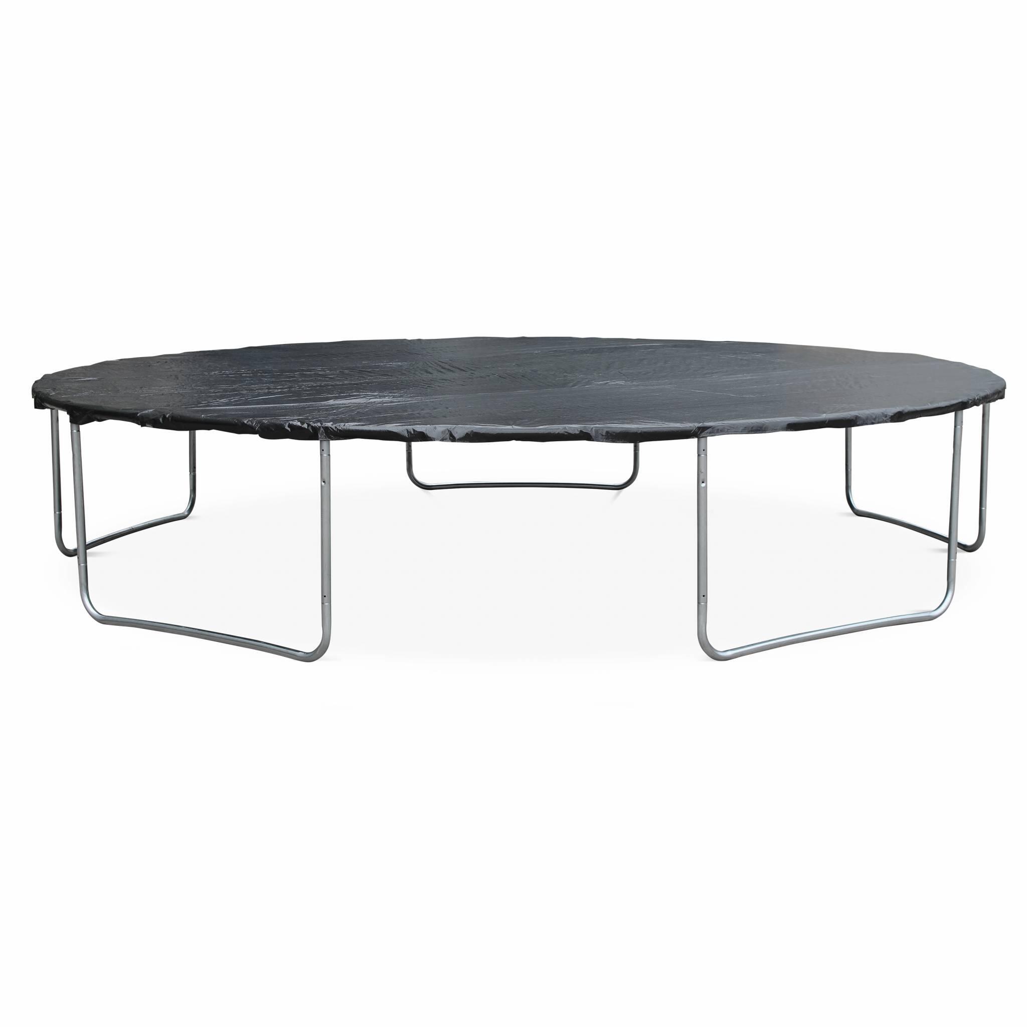460cm graues Trampolin mit Sicherheitsnetz Leiter Plane Schuhnetz Ankersatz 3/5