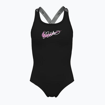 Nike swim meisjesbadpak met logotape crossback uit één stuk