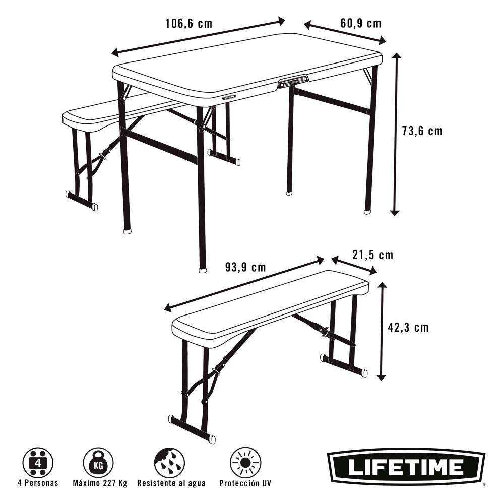 Set Table Picnic et Bancs pliants LIFETIME #80352 5/7