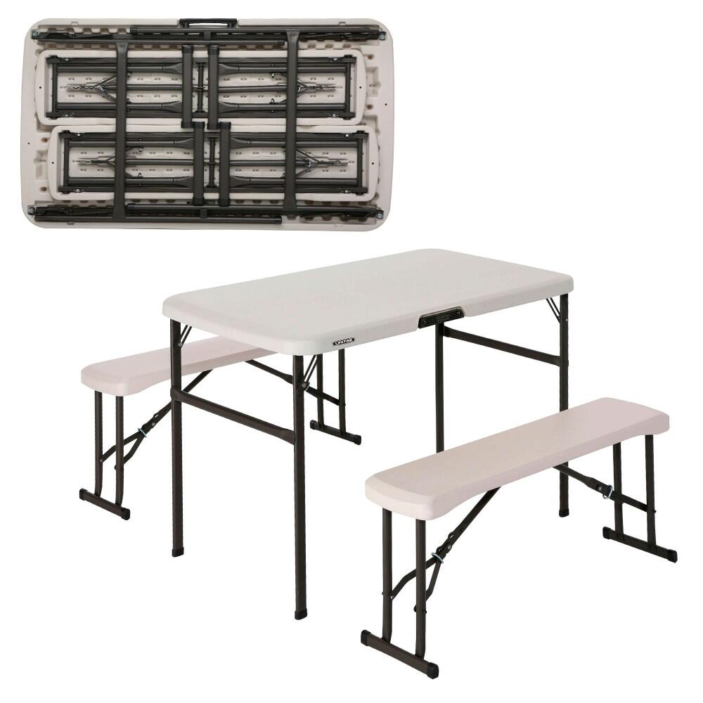 LIFETIME Mesa dobrável com bancos super resistentes Lifetime 106x61x74 cm uv100