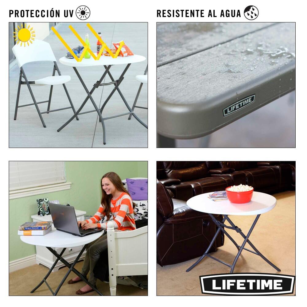 Mesa auxiliar plegable redonda blanco Lifetime Ø84 x 74 cm 2/4
