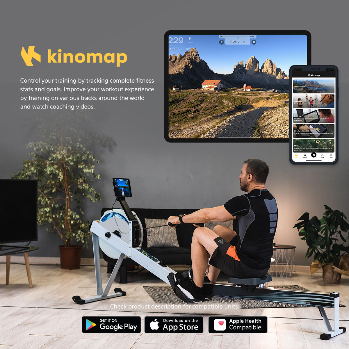 Workout Google Fit Rowing Machine Lifespan Fitness ROWER-801F Air