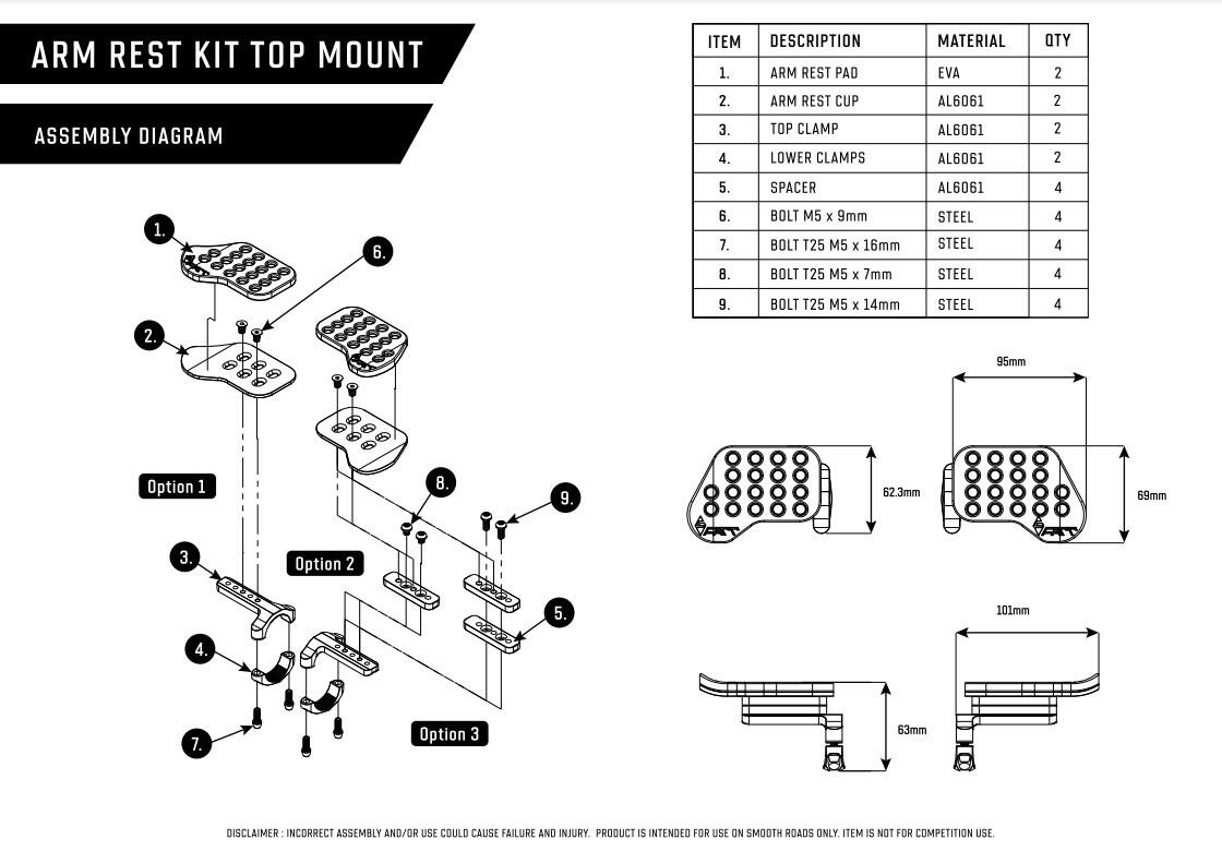 Bike Accessories - Farr Arm Rest Kit Top Mount - Ridefarr 4/5