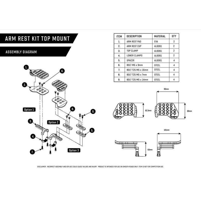 Accesorii bicicletă - Kit suport braț Farr Arm Rest Top Mount - Ridefarr