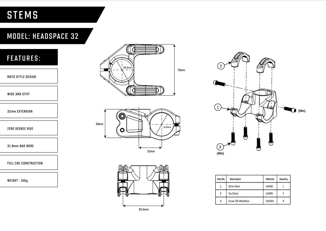 Bike Stem - Handlebar Stem Headspace - 32mm - Ridefarr 3/5