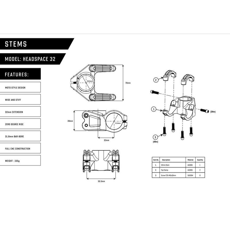 Pipa bicicletă - Handlebar Stem Headspace - 32mm - Ridefarr