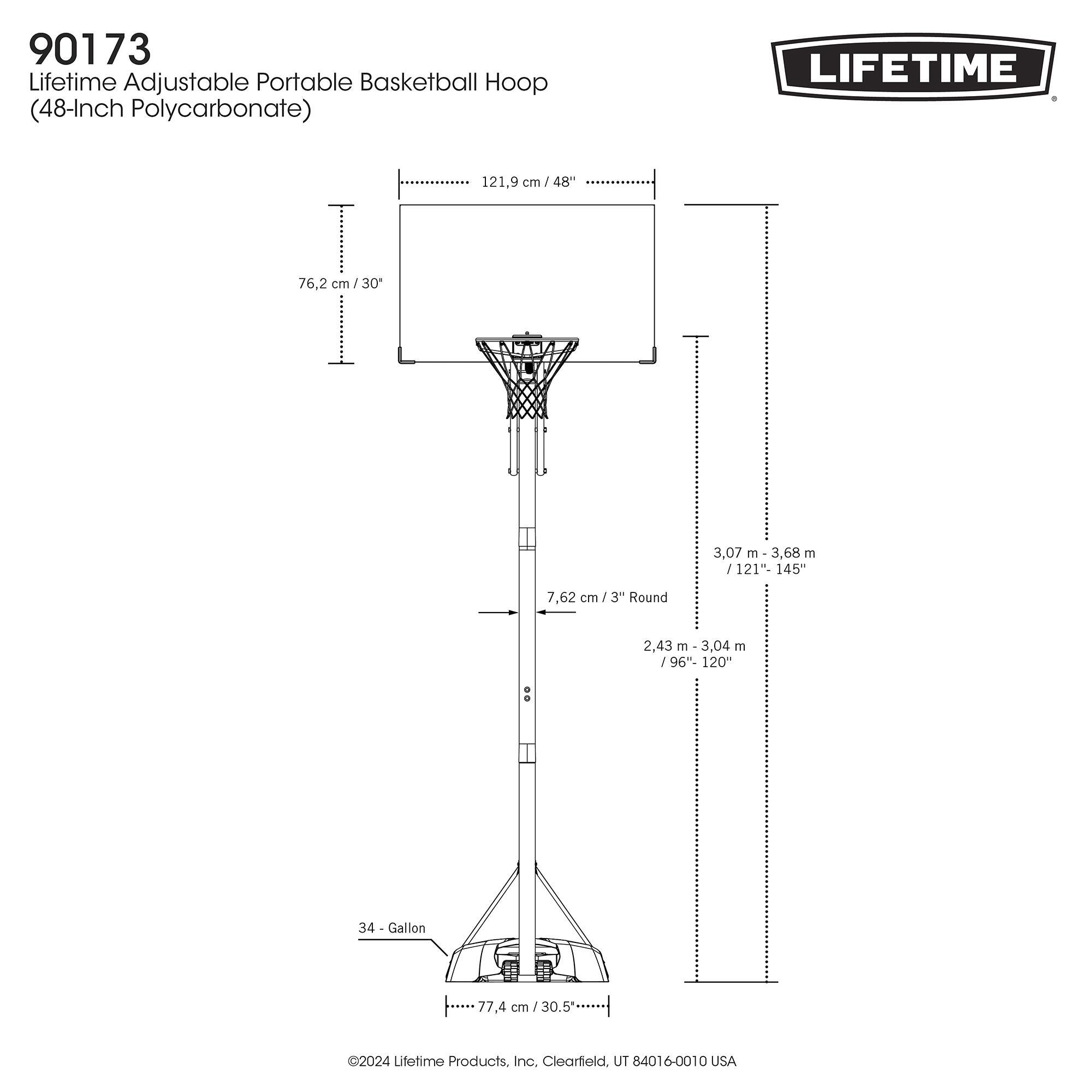 Outdoor Basketballkorb höhenverstellbar Standfuß LIFETIME 244–305 cm 7/7