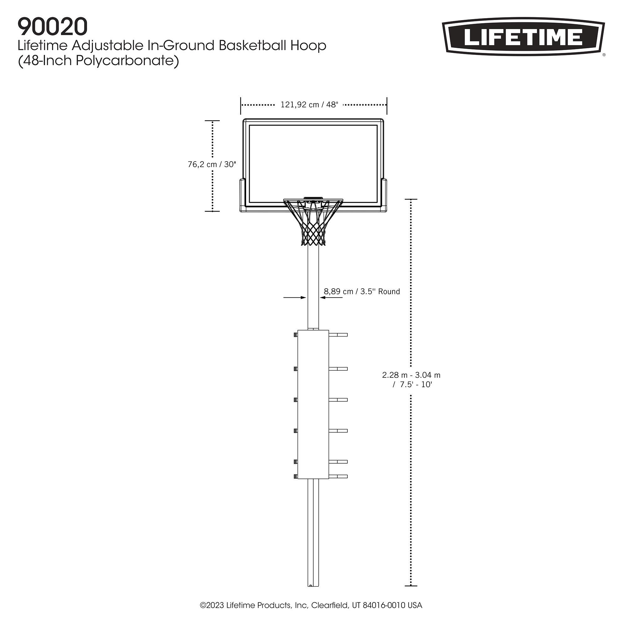 Basketball Basketballkorb Inground höhenverstellbar 229–305 cm LIFETIME 90020 7/7