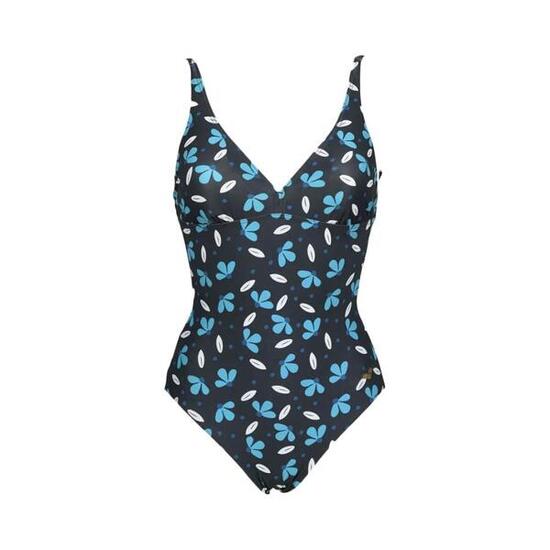 Maillot de bain 1 pièce Noir/Bleu Femme Arena Allover