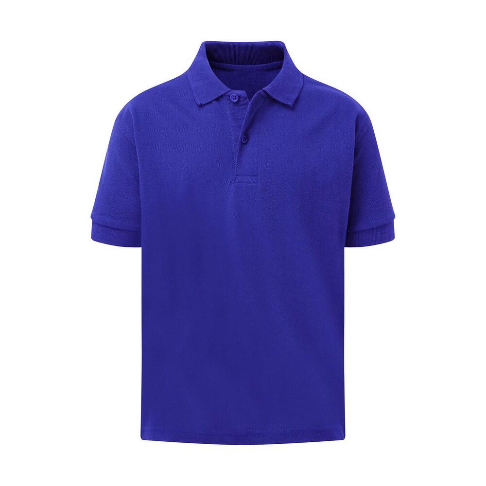 Camisola pólo de algodão para crianças e jovens azul real