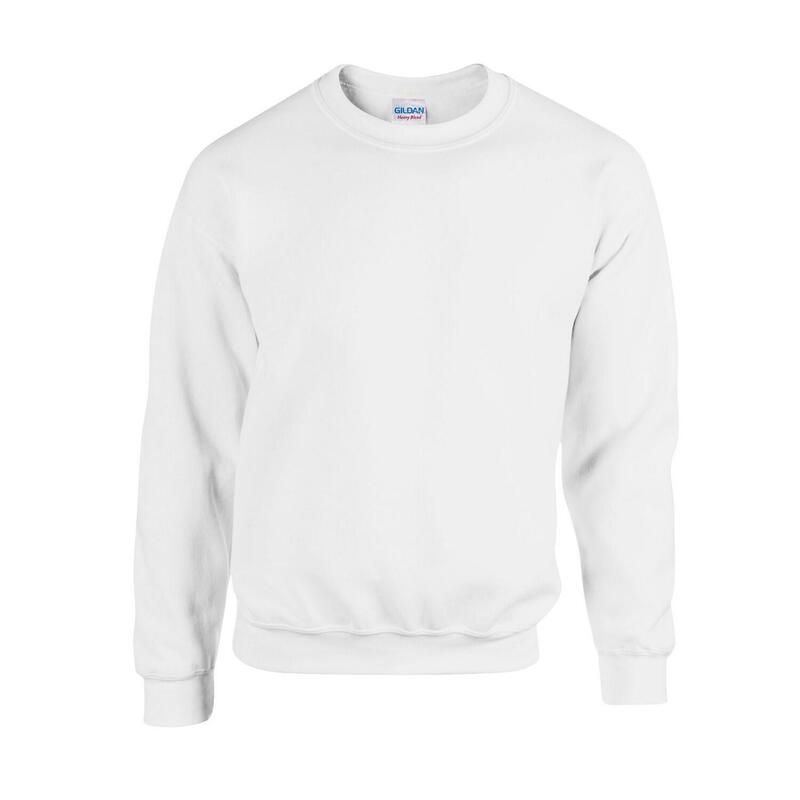 Unisex Adult Effen Sweatshirt met Zware Mouwenhals (Wit)