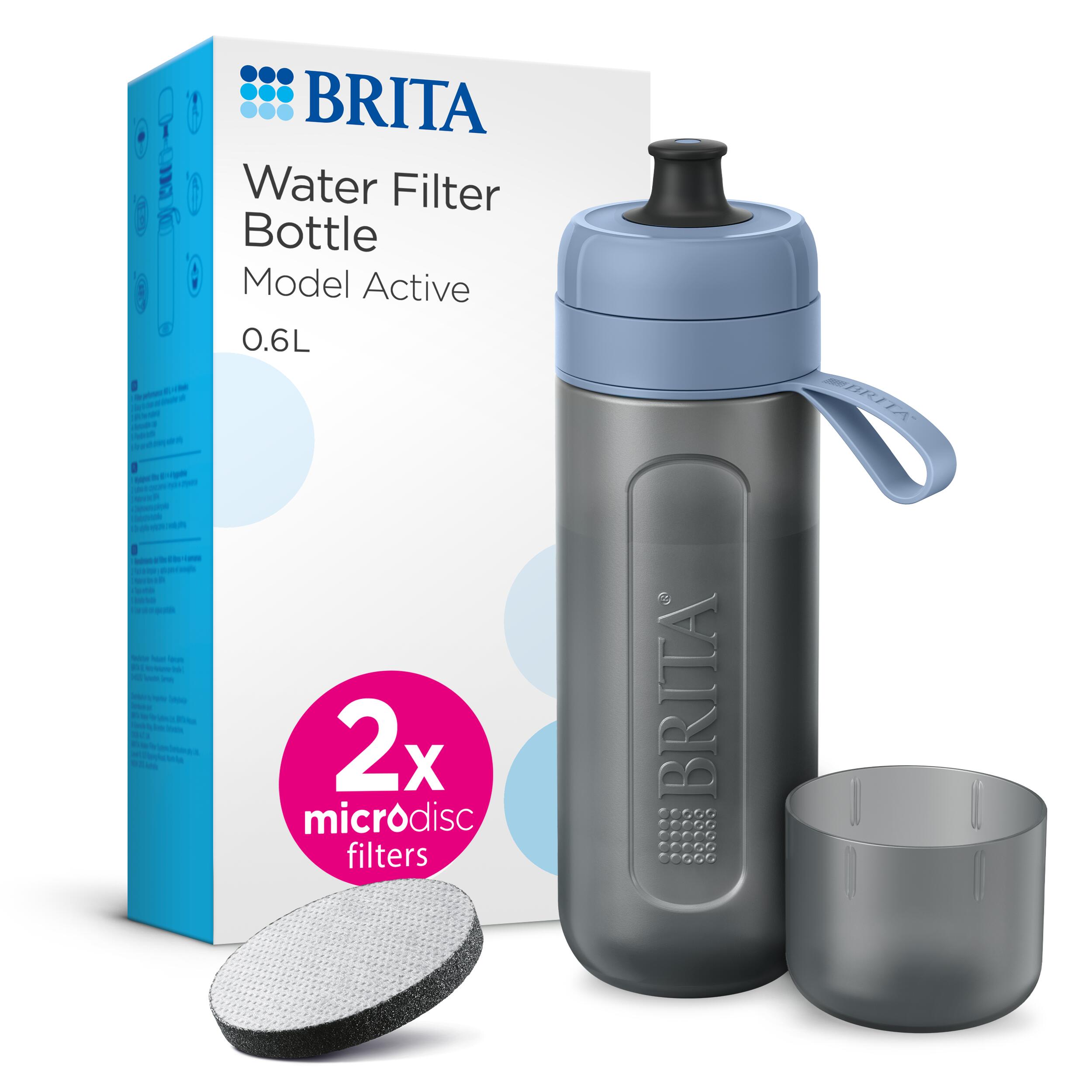 BRITA BRITA ACTIVE Drinkfles 0,6L Lichtblauw - Met 1 MicroDisc Waterfilter, BPA-vrij
