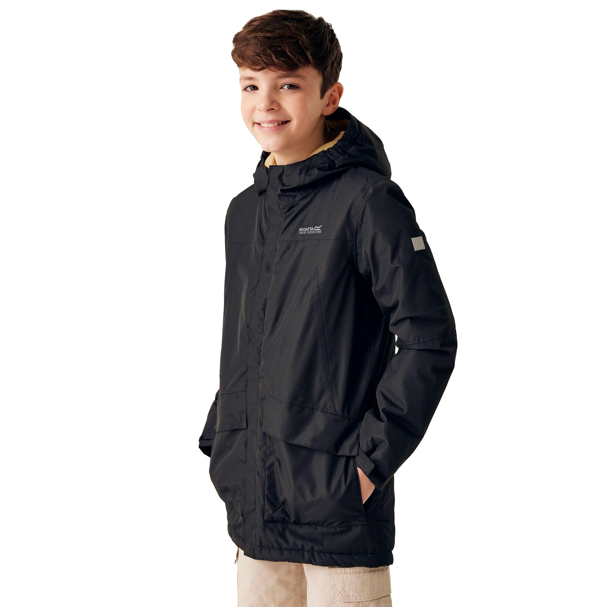 Childrens/Kids Farbank Ski Jacket (Black/Oat) 3/4