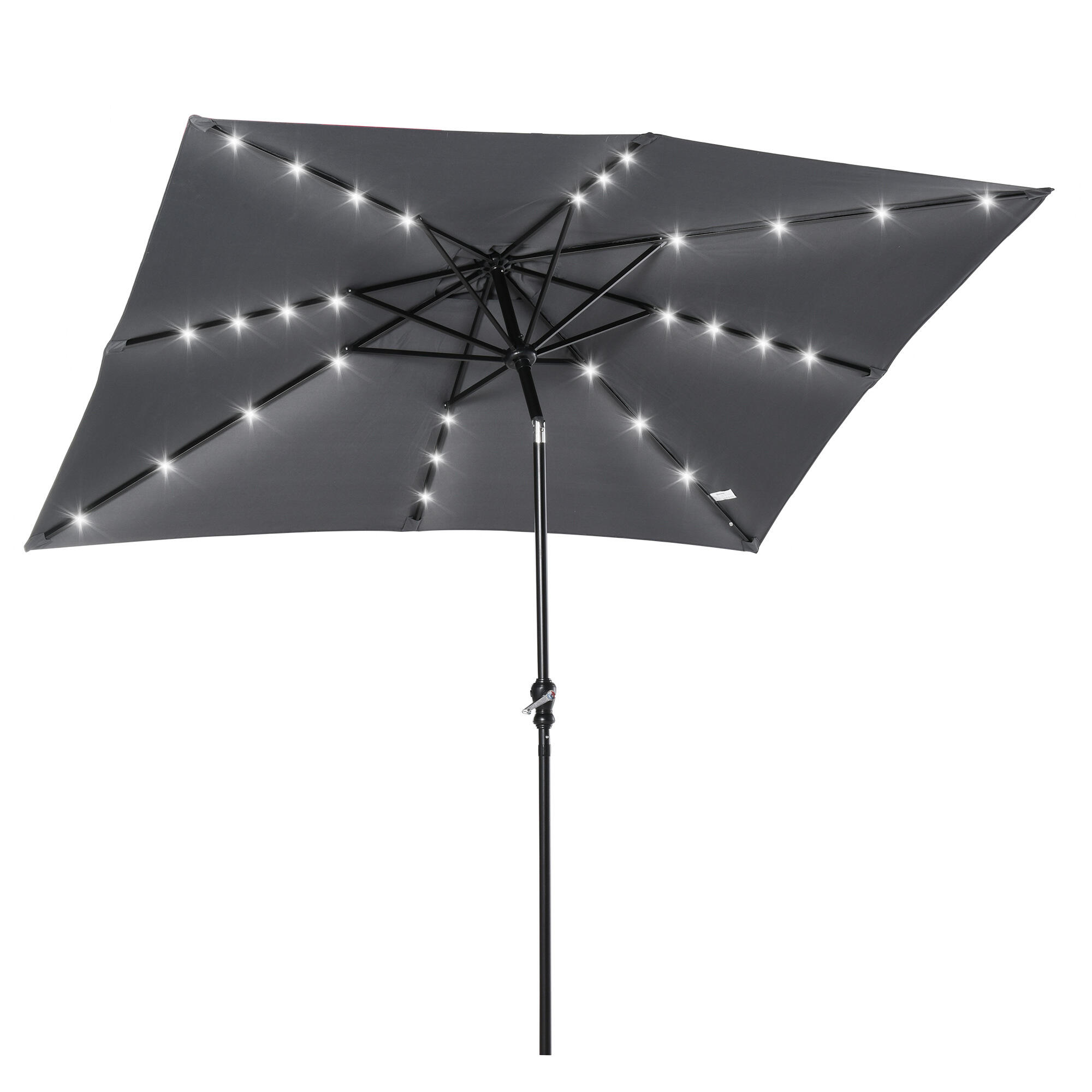 OUTSUNNY Chapéu de sol com luzes led 268x205x248 cm cinza escuro/cinza de carvão Outsunny