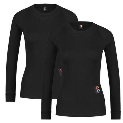 Skiunterwäsche Funktionsshirt Langarm Damen Pro 2er-pack Schwarz