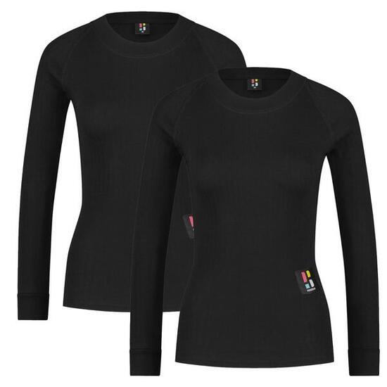 Skiunterwäsche Funktionsshirt Langarm Damen Pro 2er-pack Schwarz
