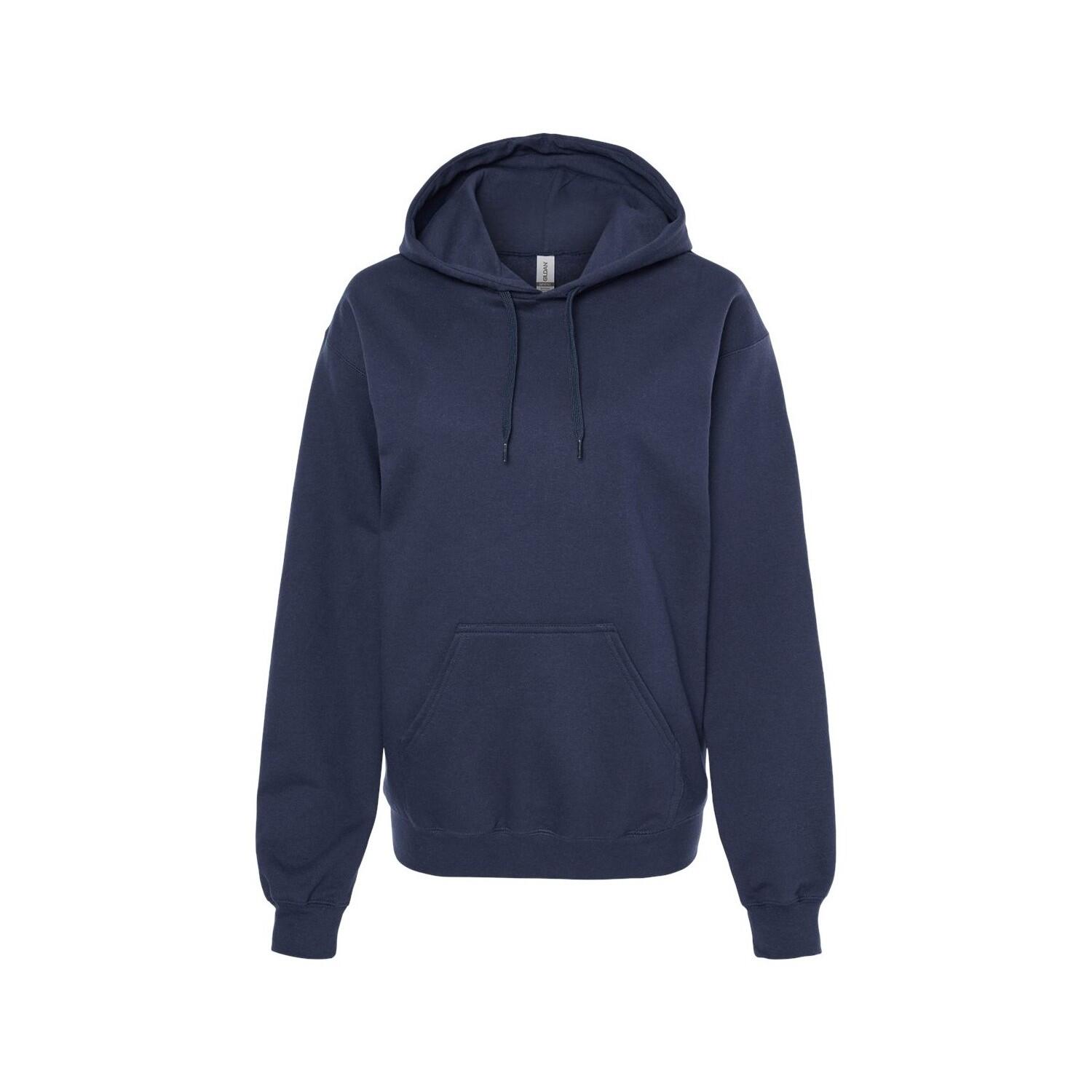 GILDAN Casaco com capuz unissexo de peso médio Softstyle Fleece para adultos Azul