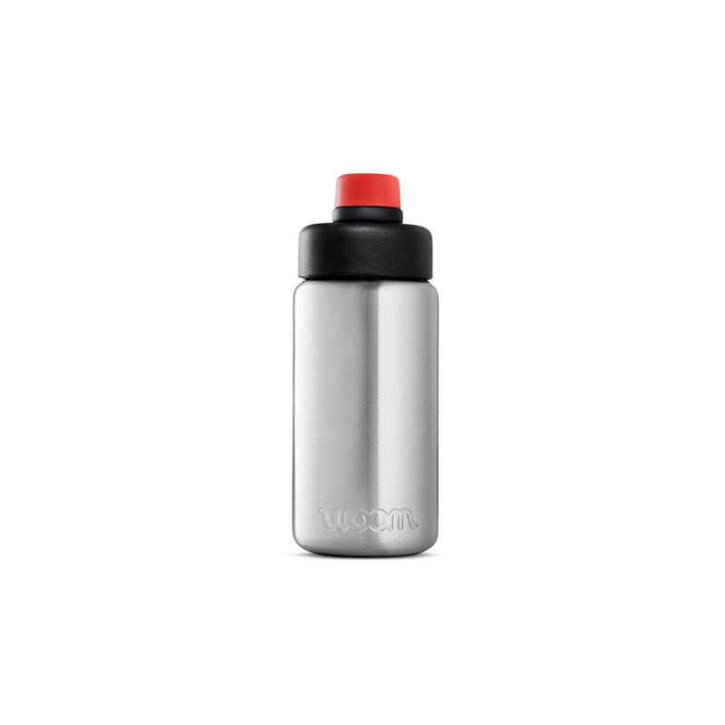 Set suport bidon bicicleta copii si bidon metalic Glug - gri argintiu negru