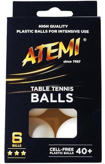 Atemi balles de tennis de table set 6 orange 40 mm.